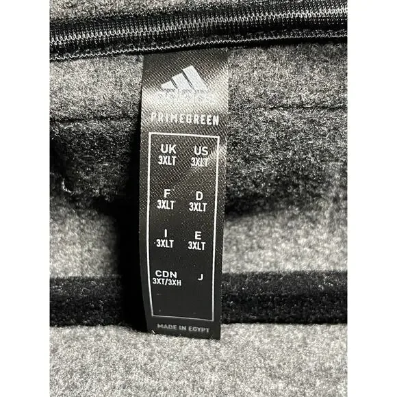 ADIDAS Primegreen Men's 1/4 Grey Quarter-Zip Pullover Golf Pocket FLEECE Sz 3XLT - Picture 5 of 11